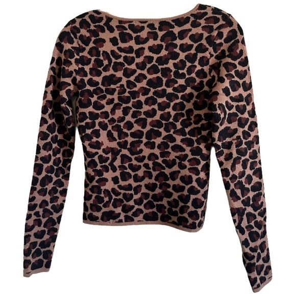 LPA Leopard Cheetah Print Sweater Fitted Black Tan Sz S - Picture 7 of 14